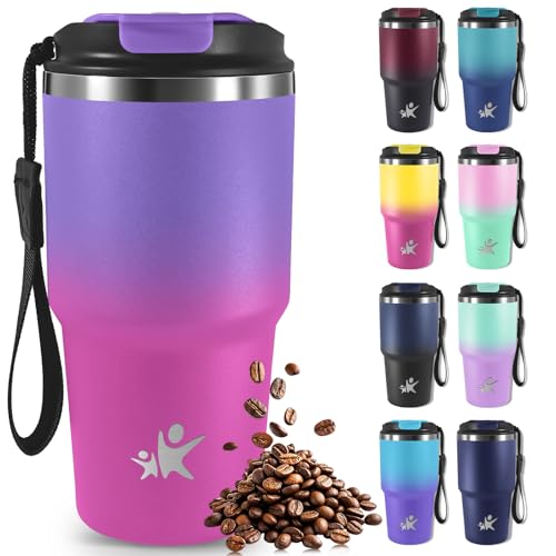 Mujigaga Termo Café- 600ml- Vaso Térmico, Travel Mug, Cuerda Removible, Termo Para Cafe, Antifugas, Vaso Termico Cafe de Acero Inoxidable Para Agua Caliente Y Té De y Fría