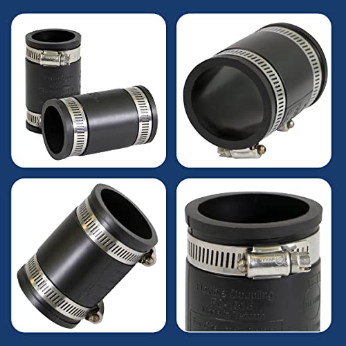 Image of SUPPLY GIANT 6I46Y30 Flexible PVC Coupling with Stainless Steel clamps 1-1 /2'', Black (pack of 10)