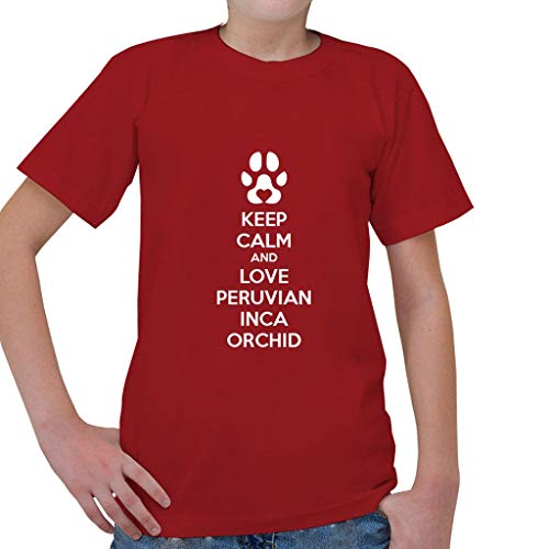 Custom Brother - Keep Calm and Love Peruvian INCA Orchid Dog Kid's Short Sleeve T Shirt True Red
