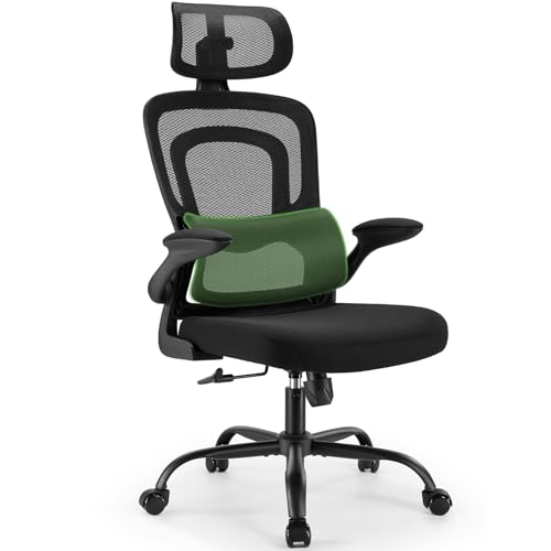 Best Ergonomic Office Chairs Under $100 for Comfort and Support 4 Marsail Office Chair Ergonomic-Desk Chair: High Back Mesh Office Chair with Lumbar Support,Flip-Up Armrests&2D Headrest,Gaming Chair with Rocking Tilt, Swivel Computer Task Chair for Long Hours