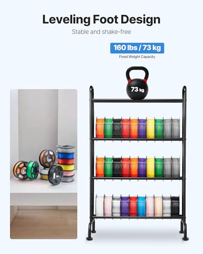 Image of VEVOR 3D Printer Filament Storage Rack, 4 Tier Heavy Duty Storage Shelf, Rolling Filament Spool Holders Racks with Wheels, Filaments Organzied for 3D Printing Station, Office, Workshop (Shelf Only)