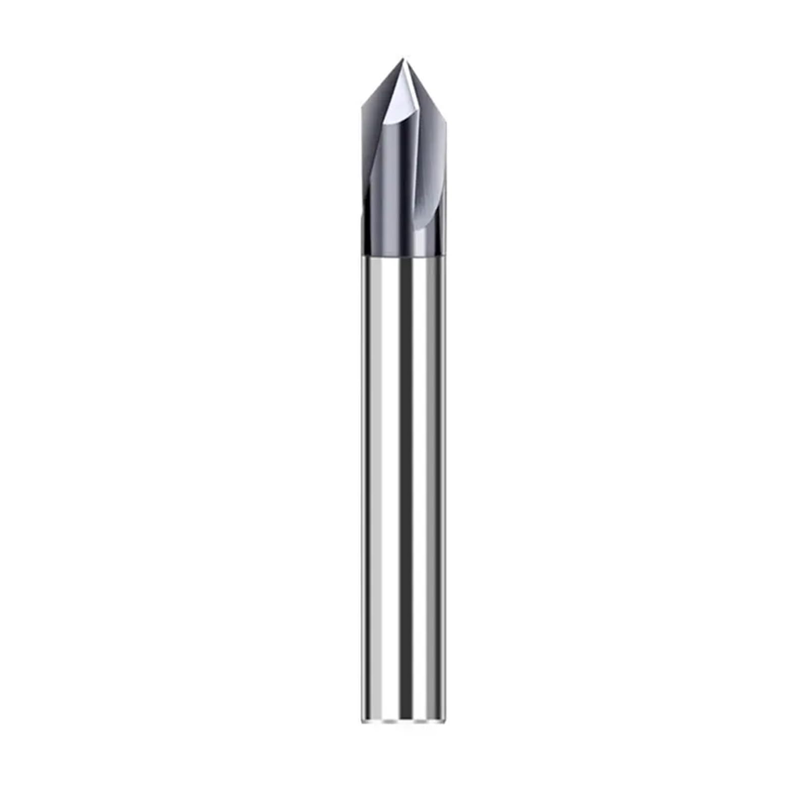 Frez do fazowania, 1 sztuka, frez do faz z twardego metalu 60 90 120°, stal wolframowa CNC 2, 3 ostrza, frez do fazowania, frez do metalu (60 stopni, HRC62 do stali, D12xD12x75L)