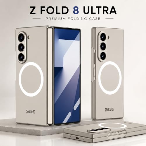 Image of TechTrendz Magnetic Cover [Compatible with MagSafe] for Samsung Galaxy Z Fold 8 Ultra Case Slim Hard PC + Tempered Glass Protective Phone Case for Galaxy Z fold 8 Ultra Back Cover - Titanium Grey