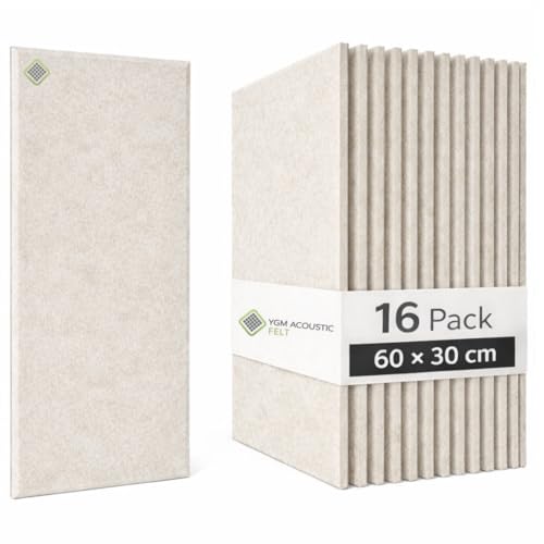 Image of YGM Acoustic Foams Luxury PET Felt Acoustic Self Adhesive Panels, 10 MM Thick, Sound Absorbing Panels for Wall | Room Noise Reducer & Sound Dampening (Pure Beige, 1x2 Foot - 16 Panels)