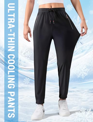 Image of Venzina Women's High Waist Straight Leg Pants, Lightweight Quick-Dry & ICY Cool Trousers for Business Casual, Office. Travel, Work, Elegant Comfort Everyday