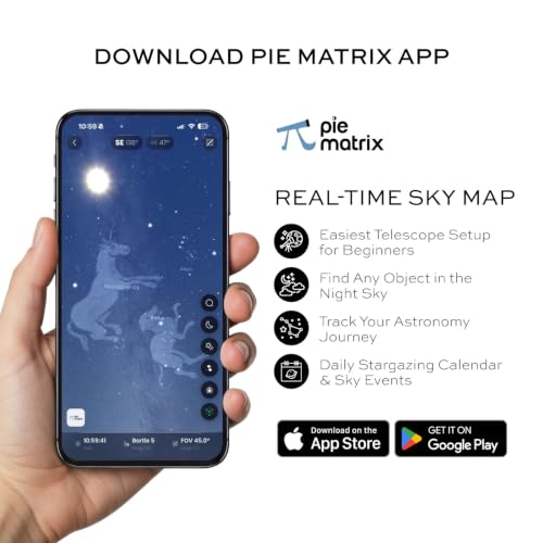 Image of Pie Matrix Draco 90800 Reflector Telescope - 90mm Aperture, 800mm Focal, ALT-AZ Side ARM Mount, Smartphone Adapter, Tripod - High-Power Telescope for Beginners & Intermediate Stargazers