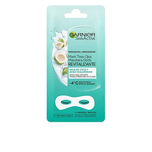 Garnier Skin Active Mask Tissue Mascarilla De Tela Contorno De Ojos Revitalizante Y Anti-Ojeras Con Ácido Hialurónico Y Agua De Coco