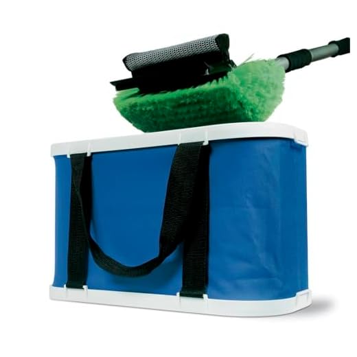 Camco Rectangular Collapsible Wash Bucket with Zippered Storage Case - Ideal For Large Wash Brushes, Perfect For Car, Truck, Boat and RV Washing, Easy Storage After Each Use -Holds 5 Gallons (42973)