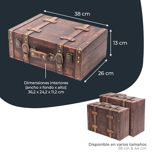 Maleta decorativa vintage de madera para organizar el salón o decorar una sesión de fotos retro 6