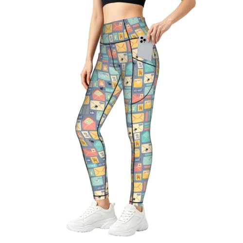 Pantalones de yoga estampados con bolsillos legging opaco de fitness