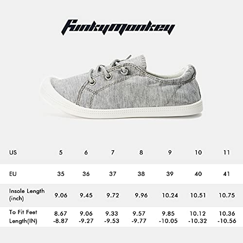 Funkymonkey Women'S Canvas Sneakers, Classic Low Top Comfort Lace Up Slip-On Casual Flat Walking Shoes thumb #6