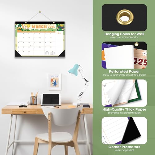 Image of Desk Calendar 2026-2027, 21-Month Calendar Runs Unitl June 2027, Large 17 inch x 12 inch Monthly Desktop & Wall Calendar for Home & Office - Watercolor Festival