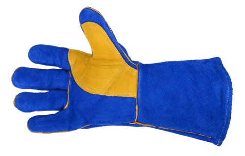 Forney 53423 Leather Heavy Duty Men's Welding Gloves with Reinforced Thumb, X-Large, Blue/Gold