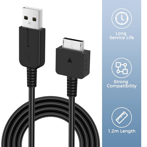 Image of Tobfit USB Sync & Charge Data Cable for Sony Playstation PS Vita, 2 in 1 USB Data & Power Charger Cord for Playstation Vita Charging Cable for PS Vita 1000