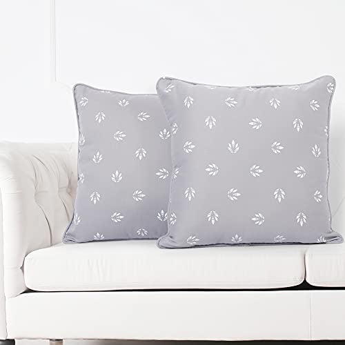 Image of Swayam Cotton Set 2 Decorative Soft Cushion Case Square Pillowcases for Couch Sofa Bed Living Room| 12 X 12 Inches | Light Grey