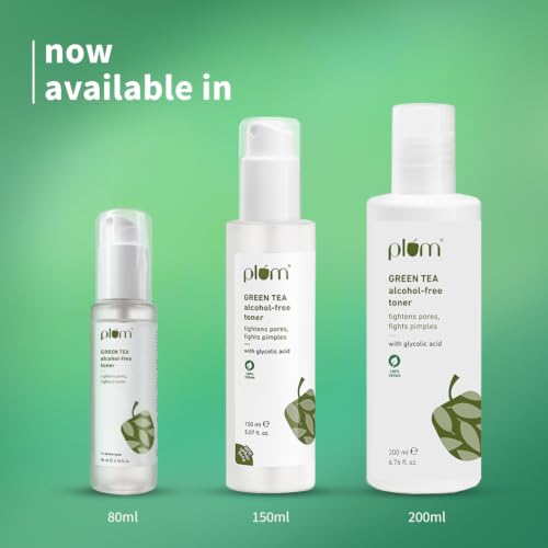 Image of Plum Green Tea Face Toner For Oily, Acne-Prone Skin | With Glycolic Acid | Alcohol-Free | Fights Pimples | Tightens Pores | Controls Oil | Gently Exfoliates Dead Skin Cells | Women & Men | 80ml
