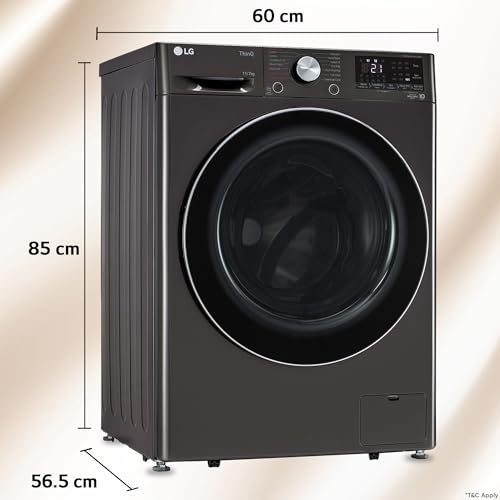 Image of LG 11 Kg (Wash) / 7 Kg (Dry), AI Direct Drive Technology, Steam+ & Wi-Fi Front Load Fully Automatic Washer Dryer (FHD1107STB, Intelligent & Convenient Fabric Care, Wrinkle Care, Black Steel)