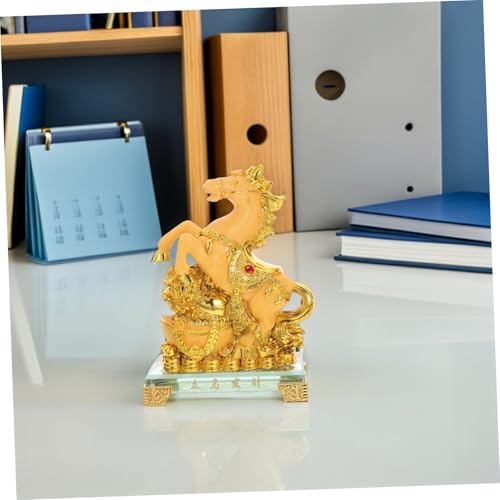 Statuette cheval debout dorée sculpture moderne objet collection - 8