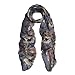 Elegant Viscose Artistic Plum Blossom Floral Print Fashion Scarf Wrap, Grey