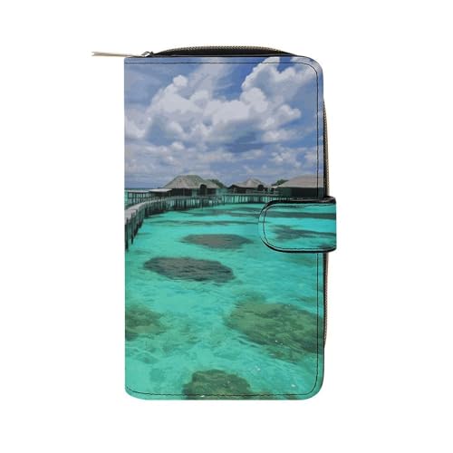 Maldives Scenery Wallet Multifunctional Wallets for Men Compact Wallet Purse Passport Bag