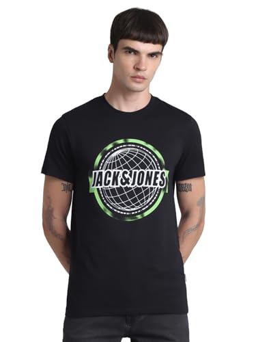 Image of JACK & JONES Men's Cotton Solid Slim Fit T-Shirt