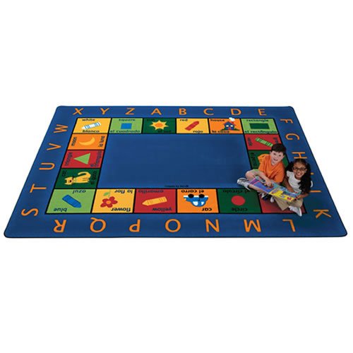 Carpets for Kids 9500 Bilingual Circletime Dual Language Classroom Rug 5ft 10in x 8ft 4in Rectangle Blue