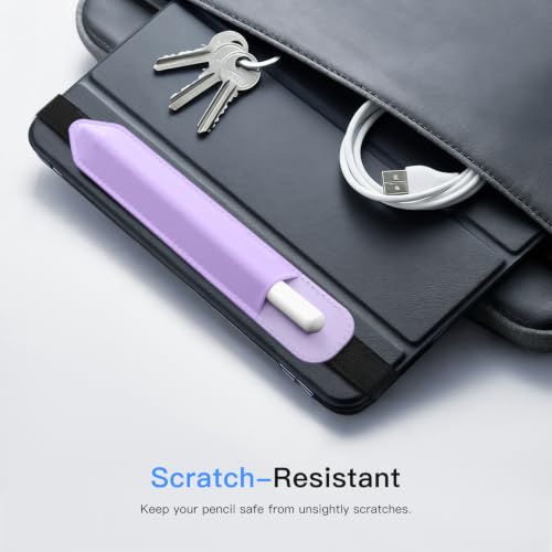 Image of MoKo Pencil Case Holder Fit The Apple Pencil (Pro and USB-C and 1st and 2nd Gen), Detachable Elastic Pocket for Stylus Pen with Elastic Band Attached to iPad Case, Purple Lavender