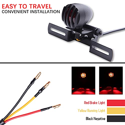 KEEPDSGN 12V Motorrad Rücklicht Bremslicht Kennzeichnenleuchte mit Halter Bullet Steel Gehäuse Motorradlicht für Chopper Bobber Chopper Cruiser Dyna Glide Sportster Cafe Racer.