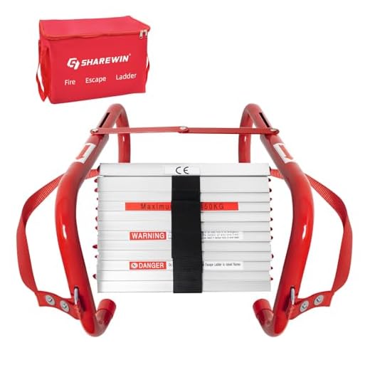 Portable Fire Ladder 2 Story Emergency Escape Ladder 15 Foot with Wide Steps V Center Support