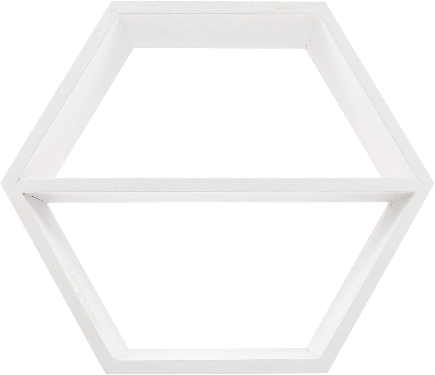 Beavorty Hexagonal Wooden Wall Storage Rack with Polished Edges, Creative White Wall-Mounted Shelf for Home Decor and Small Item Organization