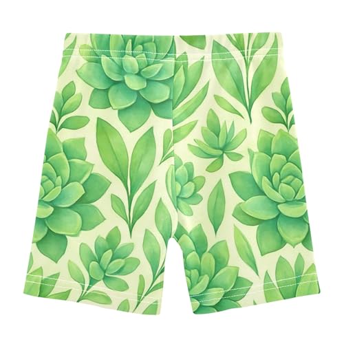 Joisal Shorts for Under Dresses Cotton Toddler Girl Biker Shorts 4t Little Girl Watercolor Green Succulents2