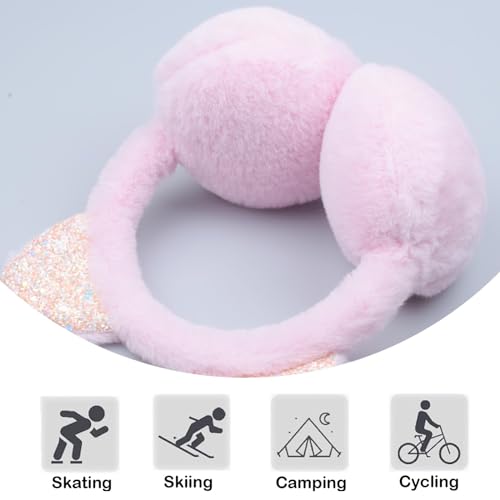 Winter Earmuffs for Kids Girl Plush Ear Warmers,Foldable Unicorn Earmuffs for Girls Kids Women Warm Outdoor Ear Covers3