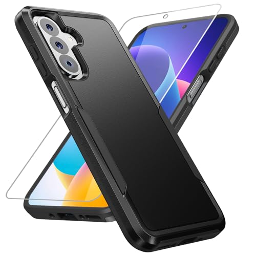 Warsia for Samsung Galaxy A17 5G Phone Case with HD Screen Protector, Dual Layer Military Grade Drop Tested, Heavy Duty Rugged Shockproof Non-Slip Outdoor Protective Cover, Black