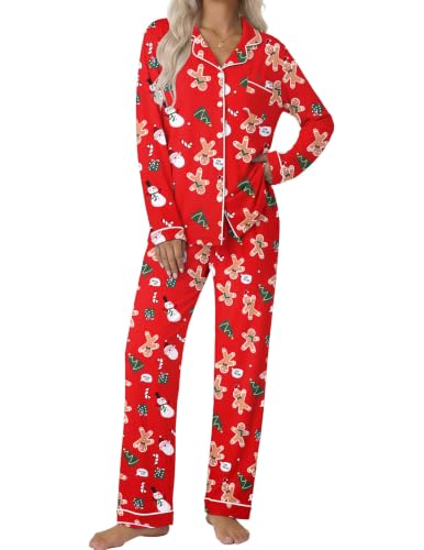 Image of Ekouaer Pajamas Womens Long Sleeve Sleepwear Button Down Loungewear Pjs Set
