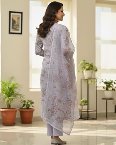 Image of KTI Women Floral Printed Cotton Suit for Women Unstitched - 2.5m Ethnic Salwar Suit Dress Material
