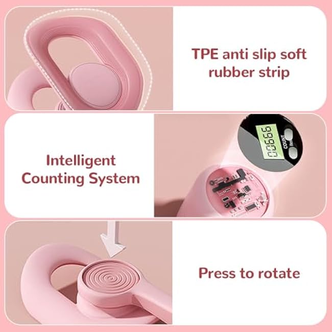 2025 Upgraded Pelvic Floor Trainer, 360¡ãRotation Thigh Master Hip Exerciser, Kegel Trainer Pelvic Floor Trainer for Postpartum Rehabilitation, Exercise Products for Women Tightening (Pink,1pcs)