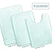 Clara Clark 3 Piece Bathroom Rugs Bath Mat Set, Velvet Memory Foam Bath Mats for Bathroom - Non-Slip, PVC Backing Bath Rugs, Washable - Dries Quickly, Blue