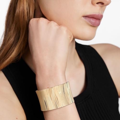 HZMAN 8.0Inch Chunky Bracelets for Women Thick Wide Bangle Bracelet Oversize Textured Open Hinge Wrist Cuff Bracelet Jewelry Gift2