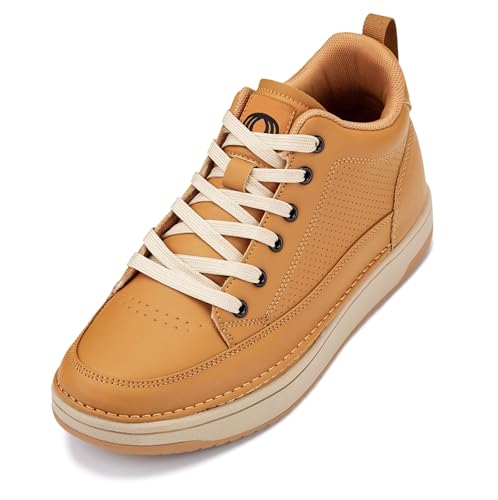 Image of CALTO Men's Invisible Height Increasing Elevator Shoes - Casual Low-top Leatherette Sneakers - 2.4 Inches Taller