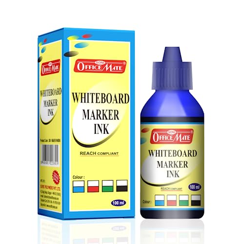 Image of Soni Officemate Whiteboard Marker Ink - 100ml | Pack of 4 (Blue) | Bright, Smooth & Long-Lasting Ink | Easy Wipe, Eco-Friendly