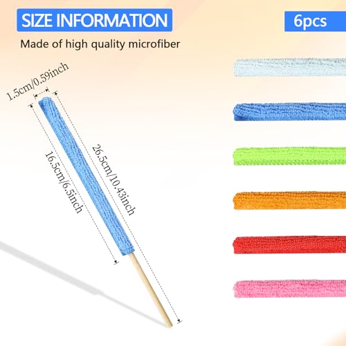 Image of 6 Pcs Mini Dusters for Cleaning Microfiber Detail Duster Sticks Fan Cleaning Brush Crevice Cleaning Tool AC Vent Cleaner Fan Blade Cleaner Dusters for Cleaning Home Car Window Blind
