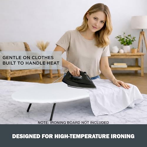 Image of Small Ironing Board Cover and Pad 12.5 inchx30 inch, Silicone Coated Scorch Resistant Pure Cotton, Small Iron Board Cover with Padding, Tabletop Mini Ironing Board Cover and Pad, Drawstring Silver