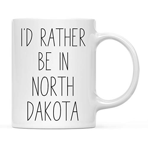 Andaz Press U.S. State 11oz. Coffee Mug Gift, I'd Rather Be in North Dakota, 1-Pack, Long Distance College Going Away Study Abroad Birthday Christmas Gifts