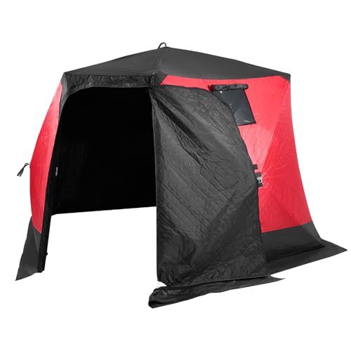 VEVOR Pop Up Ice Fishing Tent, 4-6 Person Large Insulated Shelter, 87x79x78 50sq ft Fishing Area, Portable Hub-Style Shanty for Winter, Ice Cube with Anchors, Ropes, Carrying Bag
