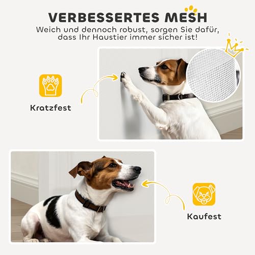 PawHut Treppenschutzgitter Ausziehbar 0-136cm 87 cm Hoch Türschutzgitter Treppenschutzrollo Absperrgitter Treppengitter für Haustiere Türgitter Schutzgitter Geeignet für Treppen Türen Innen & Außen