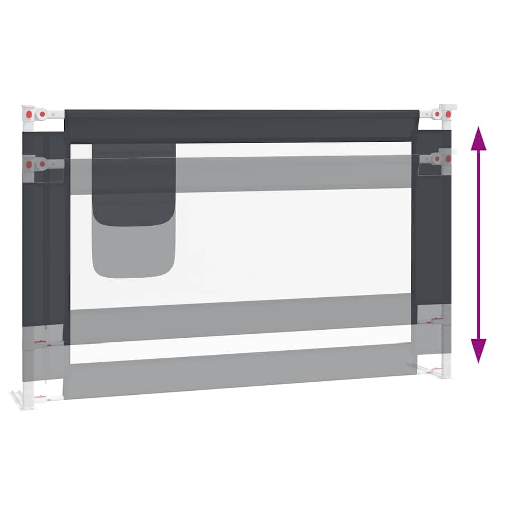 Kleinkind-Bettschutzgitter Dunkelgrau 120x25 cm Stoff, höhenverstellbar, klappbar, atmungsaktiv für Kinderbett, Elternbett, Boxspringbett, sicherer Rausfallschutz und Barriere