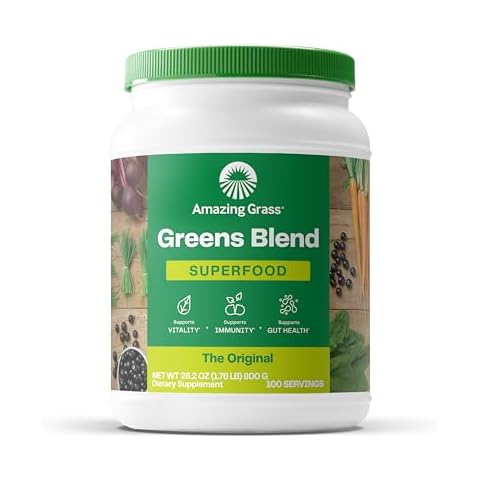 Amazing Grass Greens Superfood Powder: Greens Powder with Digestive Enzymes & Probiotics, Organic Spirulina, Chlorella, and Beet Root Powder, Original, 100 Servings Cover