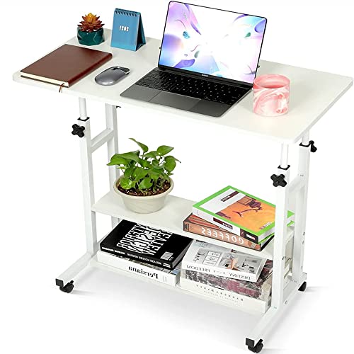 YJTJP デスク 机 多機能 サイドテーブル 昇降式テーブル ベッドサイドテーブル デスク 机 pcデスク パソ コンデスク てーぶる 作業台 高さ調節デスク り畳みテーブル キャスター 勉強机 仕事 介護用ベッドテーブル 組立簡単 幅80cm×奥行40