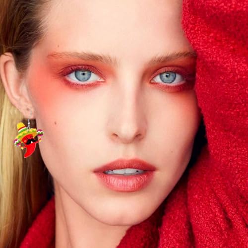 Cinco De Mayo Earrings for Women Colorful Fiesta Avocado Cactus Horse Chili Pepper Earrings Mexican Themed Statement Earring Fiesta Jewelry Gift4