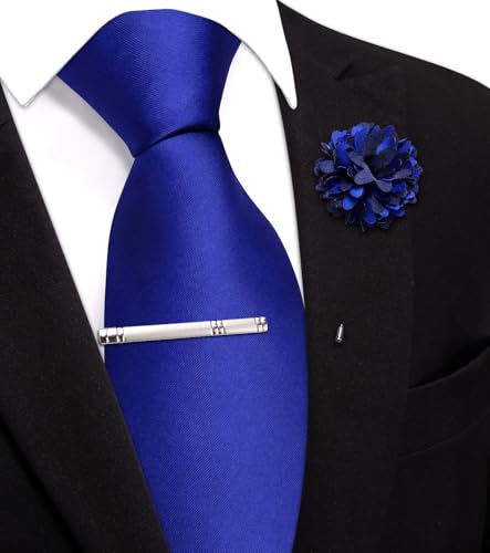 Image of Hi-Tie Pretied Boys Ties Solid Color Kids Adjustable Necktie Lapel Pin Clip Set Age 8-12 Wedding School Graduation